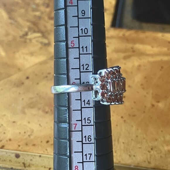 Natural Orange Sapphire Sterling Silver Ring Size 6 - Picture 8 of 9